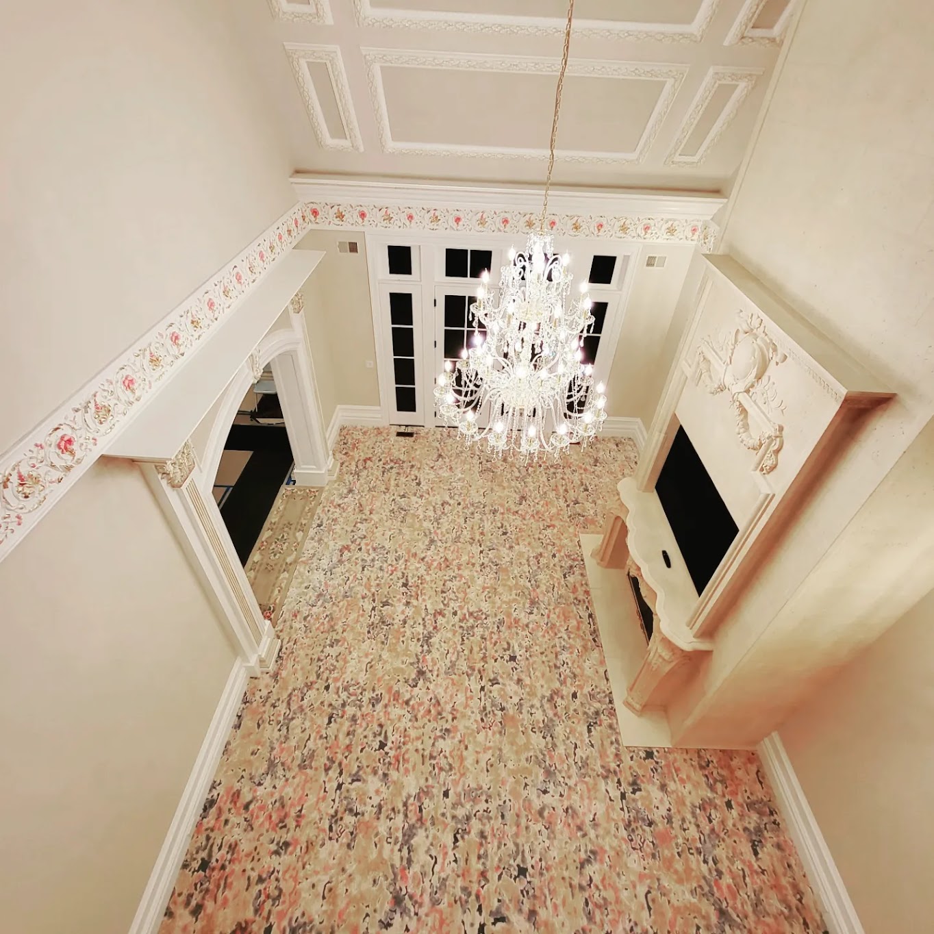 Grand foyer luxury carpet installation