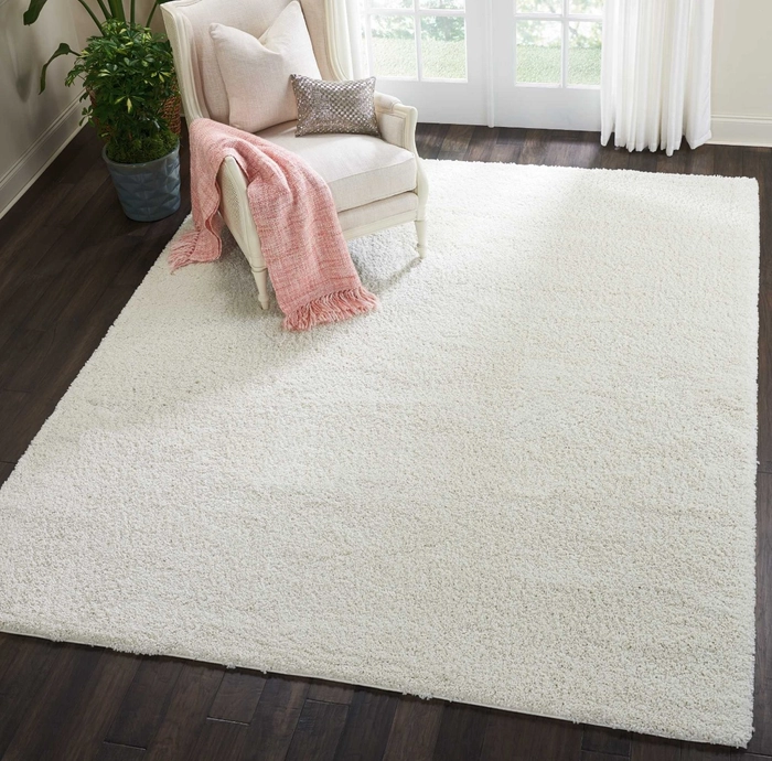 Custom-sized ivory shag area rug