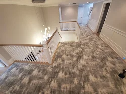 Luxury stair landing carpet installation
